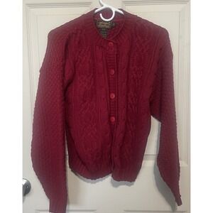 Eddie Bauer Cable Knit Cardigan Sweater Womens Long Sleeve Size Sm Made USA